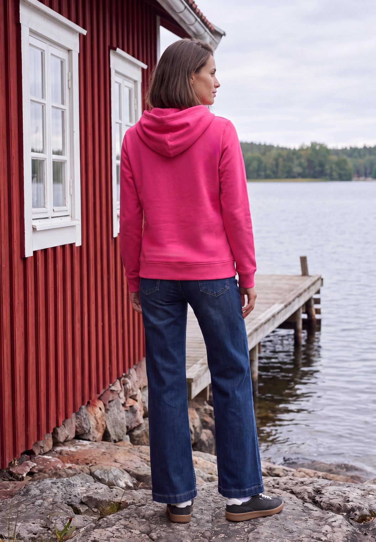 CECIL Damen Hoodie-Sweatshirt mit Rippdetails - Pink pink flash