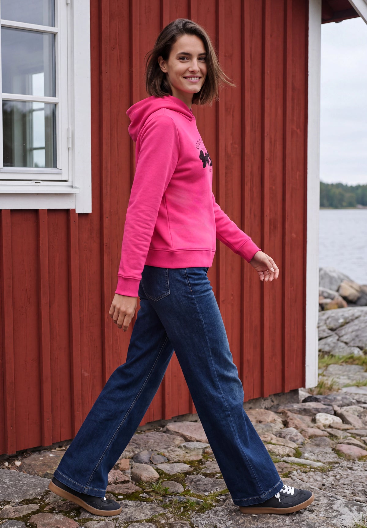 CECIL Damen Hoodie-Sweatshirt mit Rippdetails - Pink pink flash