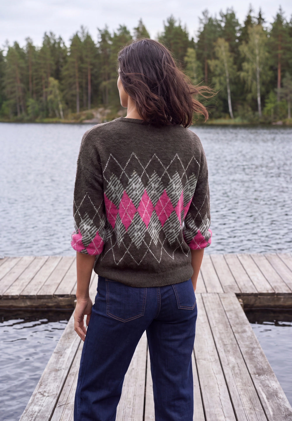 CECIL Federgarn-Pullover mit Rautenmuster