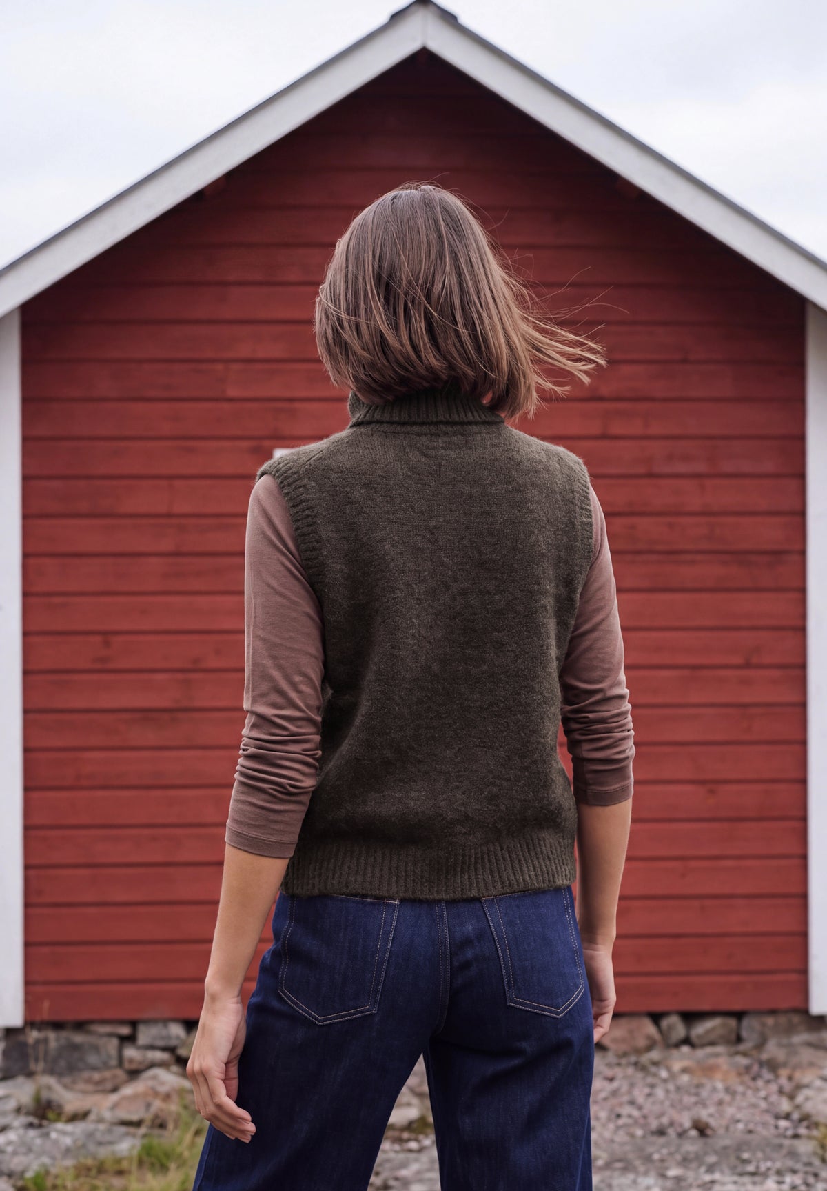 CECIL Damen Pullunder mit Kragen und Argyle-Muster - Trüffelbraun truffle brown