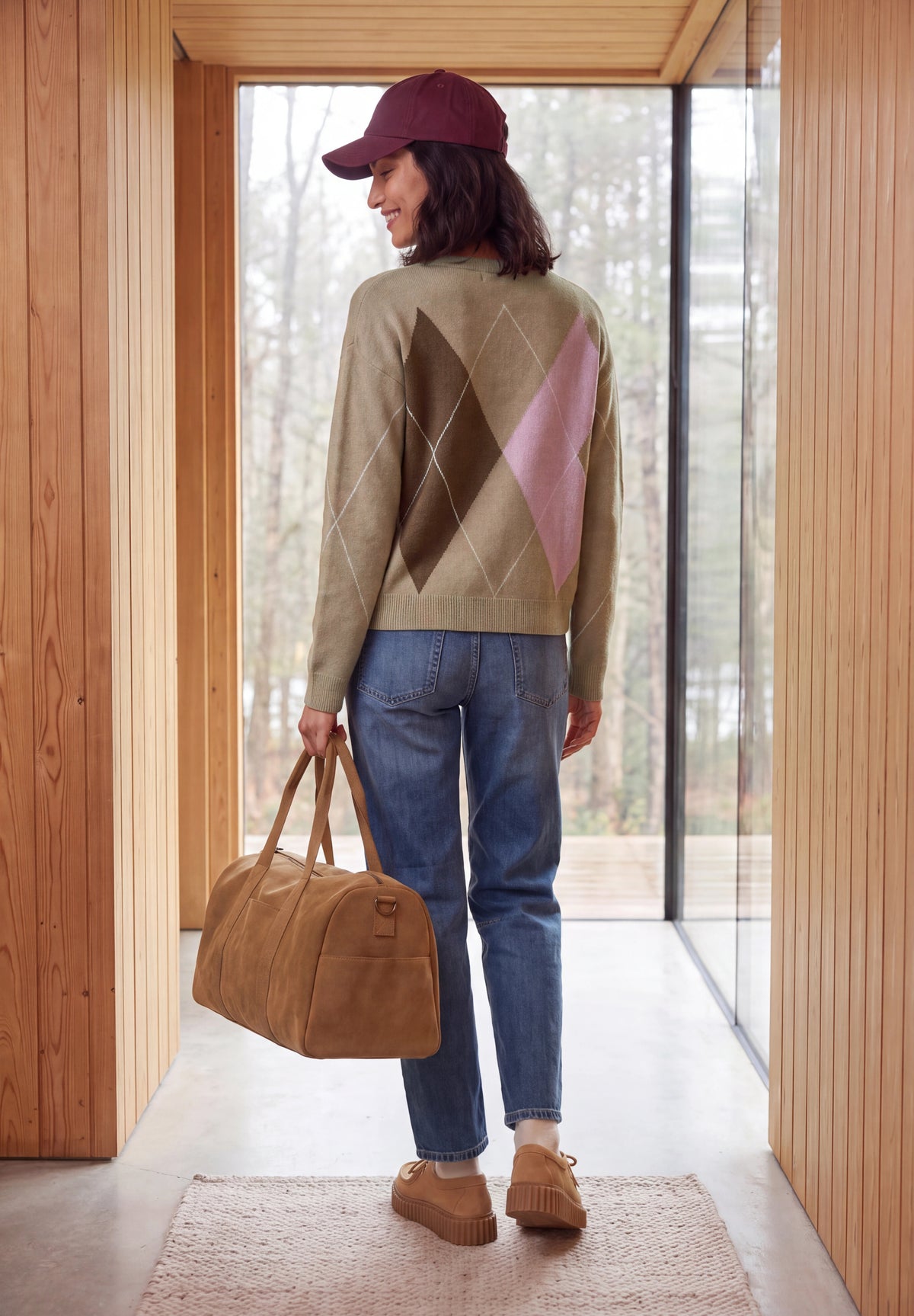 CECIL Damen Argyle-Pullover mit Rundhals - Mokka meliert creamy mocha melange