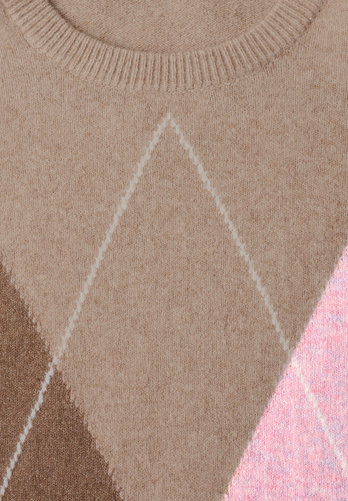 CECIL Damen Argyle-Pullover mit Rundhals - Mokka meliert creamy mocha melange
