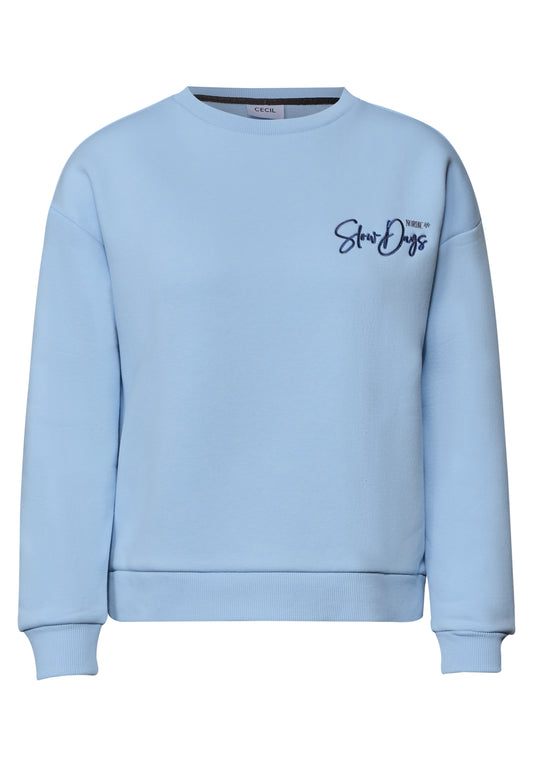 CECIL Damen Sweatshirt mit Stickerei - Blau cosmopolitan blue