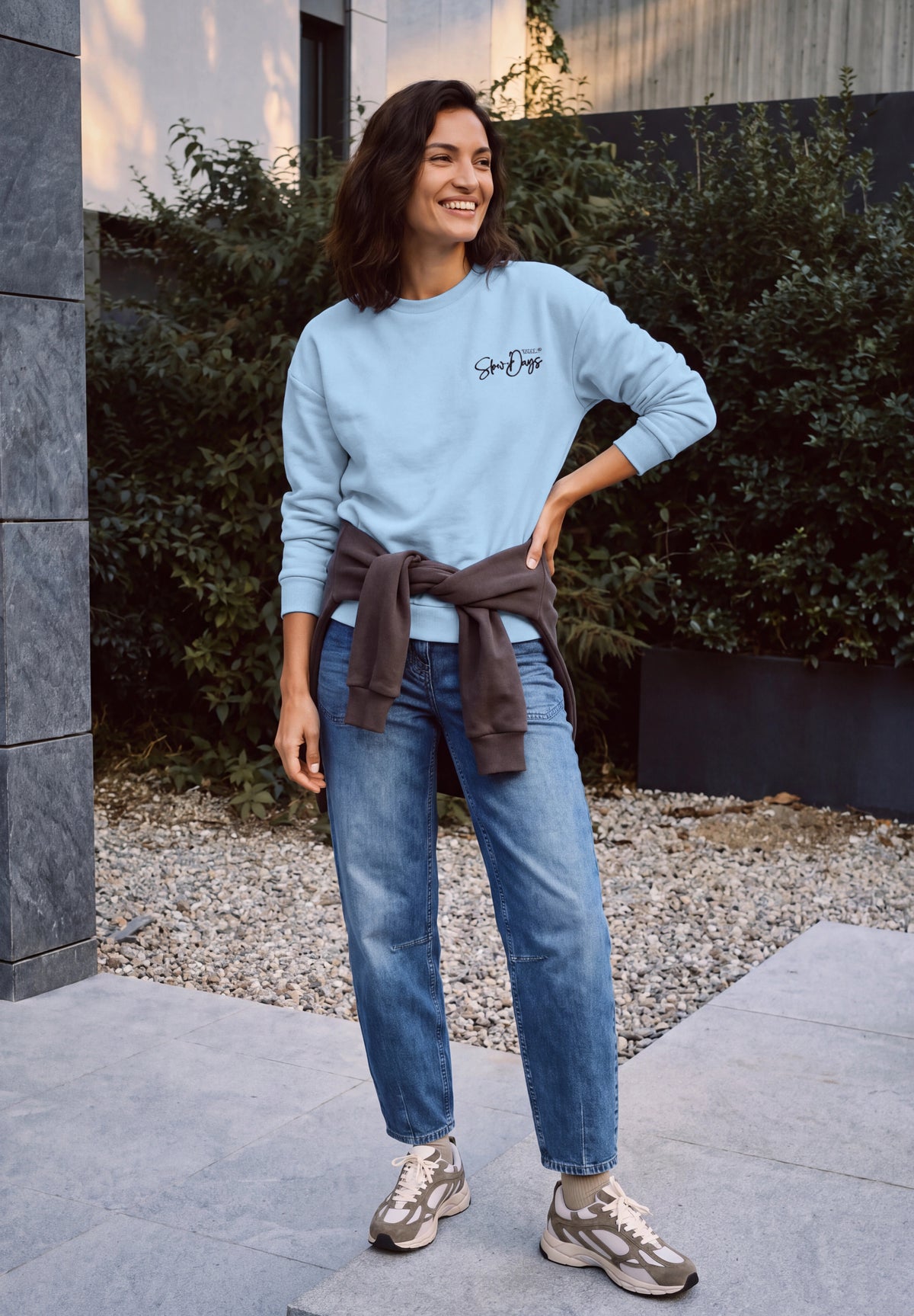 CECIL Damen Sweatshirt mit Stickerei - Blau cosmopolitan blue