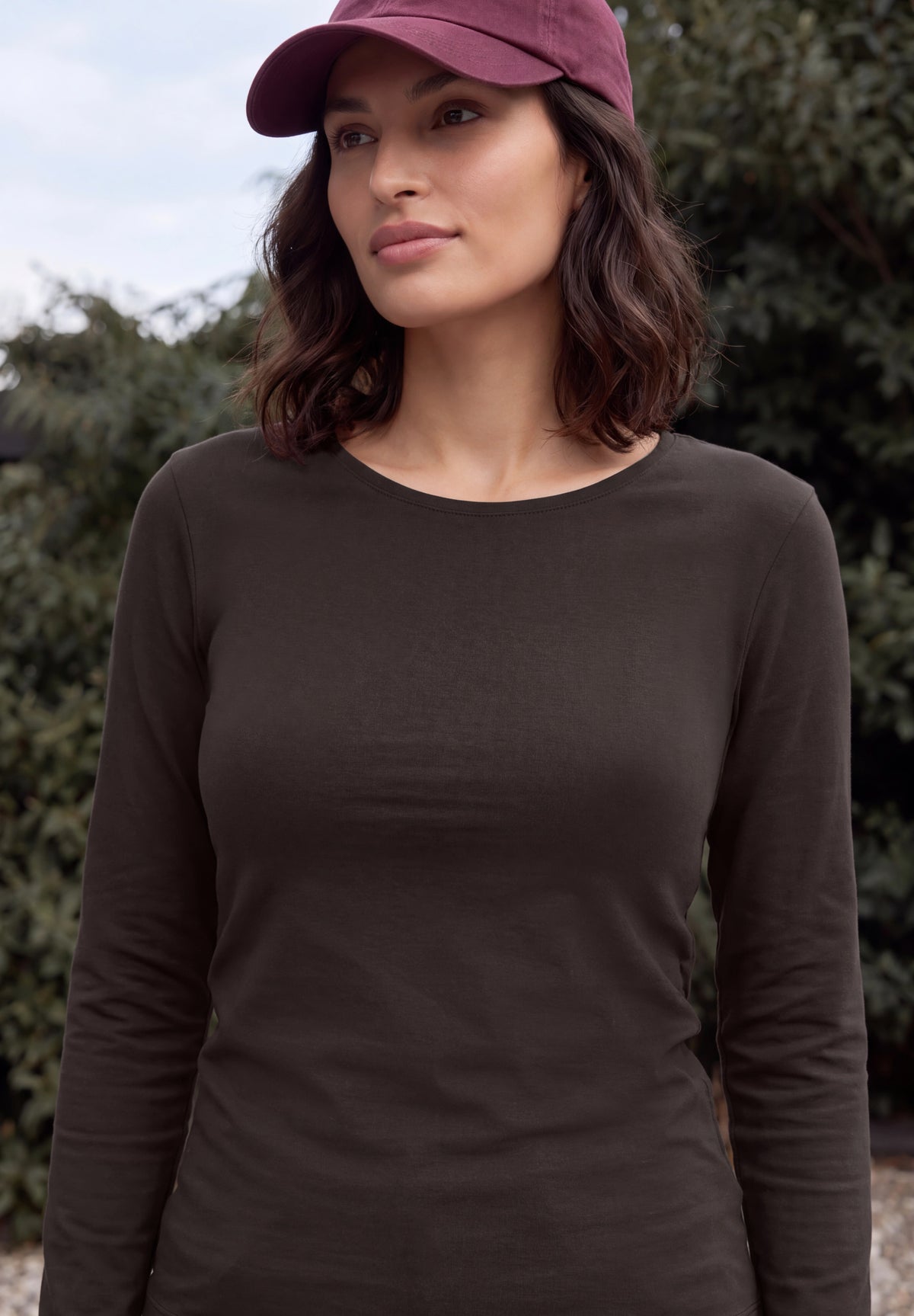 CECIL Damen Basic Langarmshirt mit Rundhals - Trüffelbraun truffle brown