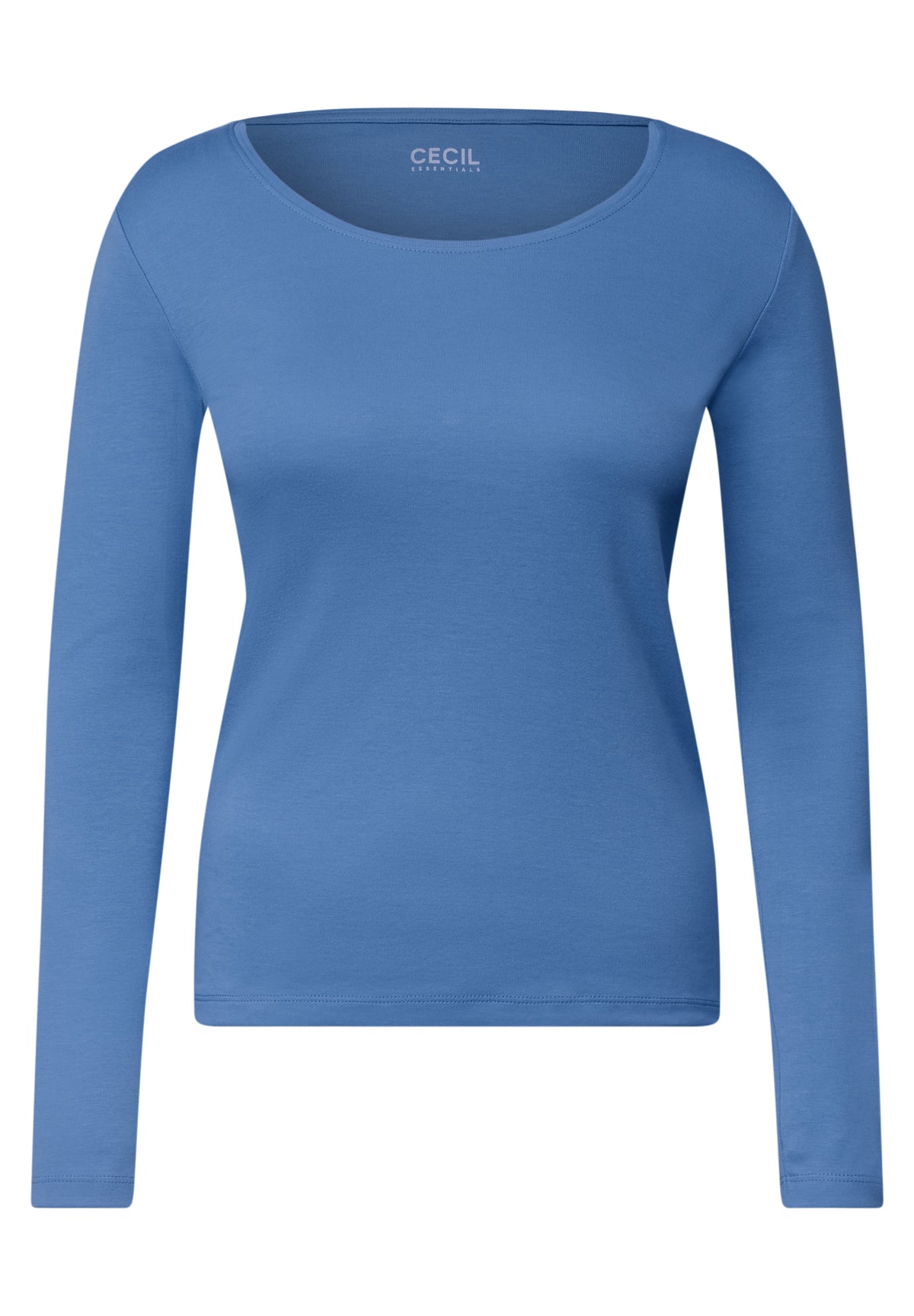 CECIL Damen Basic Langarmshirt mit Rundhals - Blau north blue