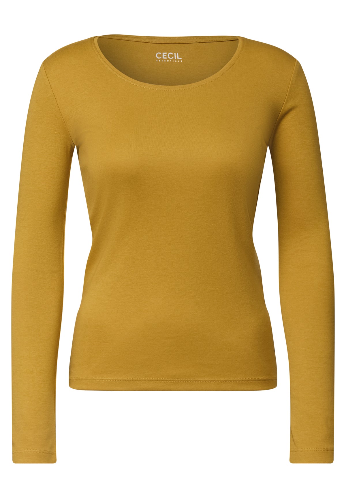 CECIL Damen Basic Langarmshirt mit Rundhals - Honiggelb golden honey
