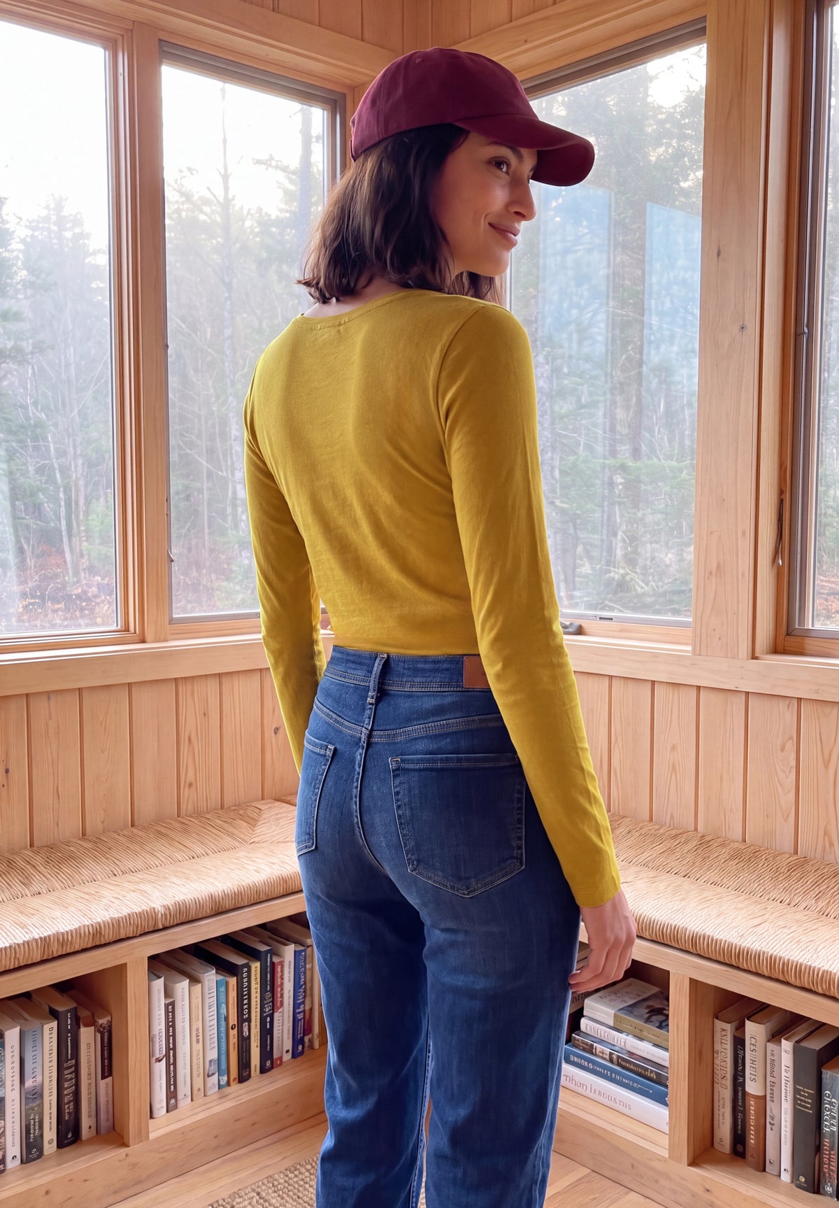 CECIL Damen Basic Langarmshirt mit Rundhals - Honiggelb golden honey