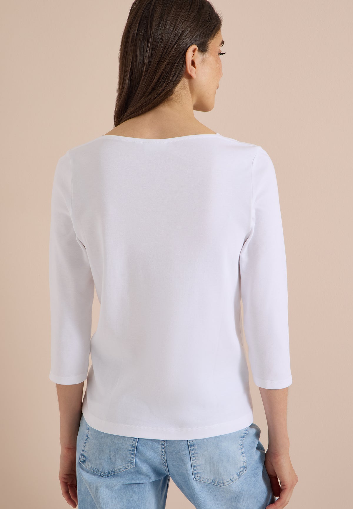 CECIL Damen Basic Shirt mit U-Boot-Ausschnitt - Weiß weiß