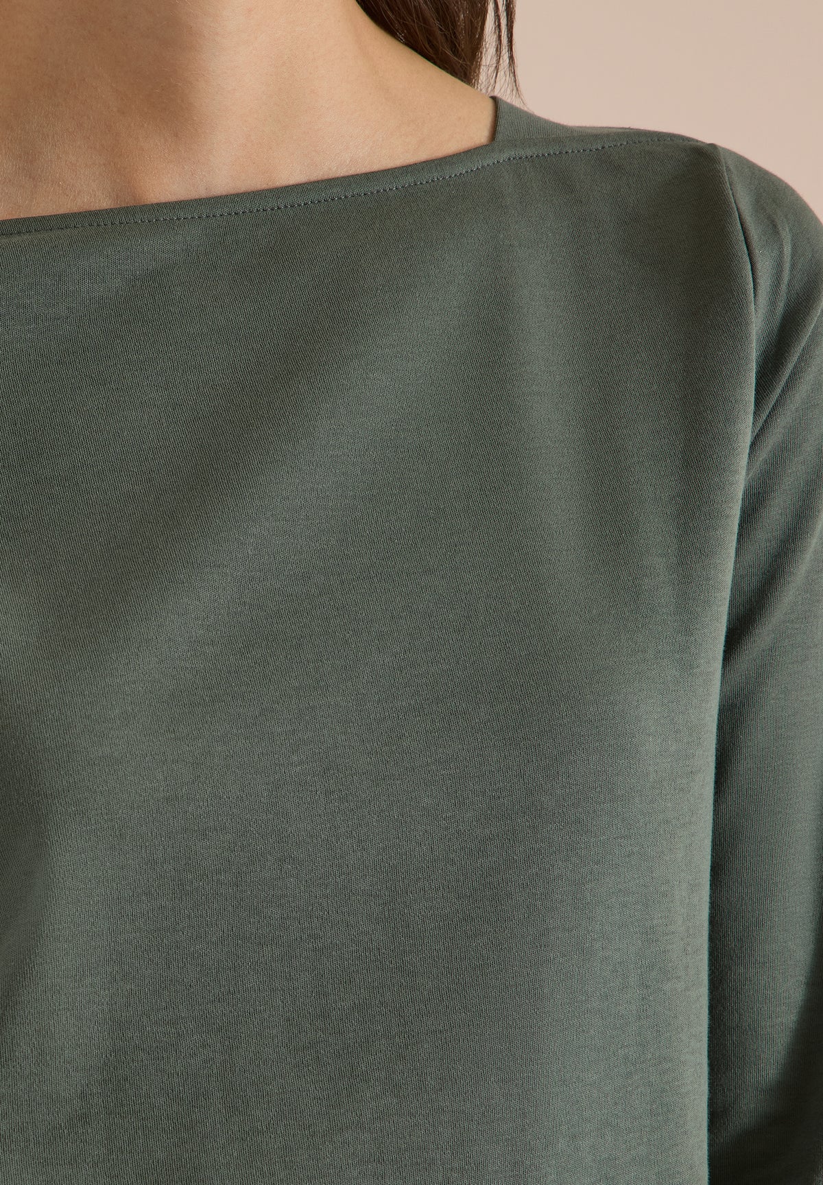 CECIL Damen Basic Shirt mit U-Boot-Ausschnitt - Olivgrün dried olive green