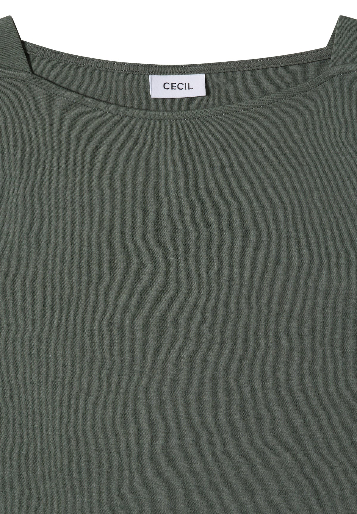 CECIL Damen Basic Shirt mit U-Boot-Ausschnitt - Olivgrün dried olive green