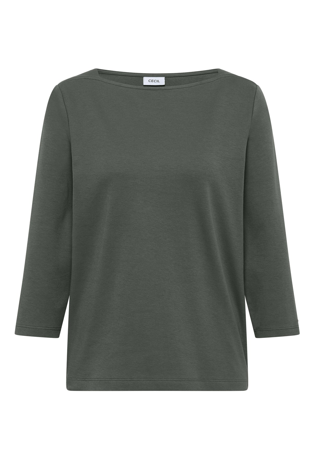 CECIL Damen Basic Shirt mit U-Boot-Ausschnitt - Olivgrün dried olive green