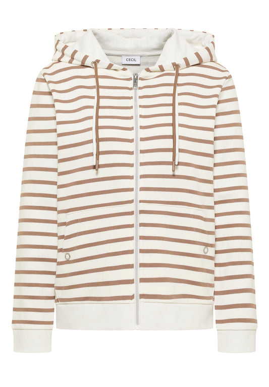 CECIL Damen Strukturjacke mit Kapuze - Beige snow cloud beige