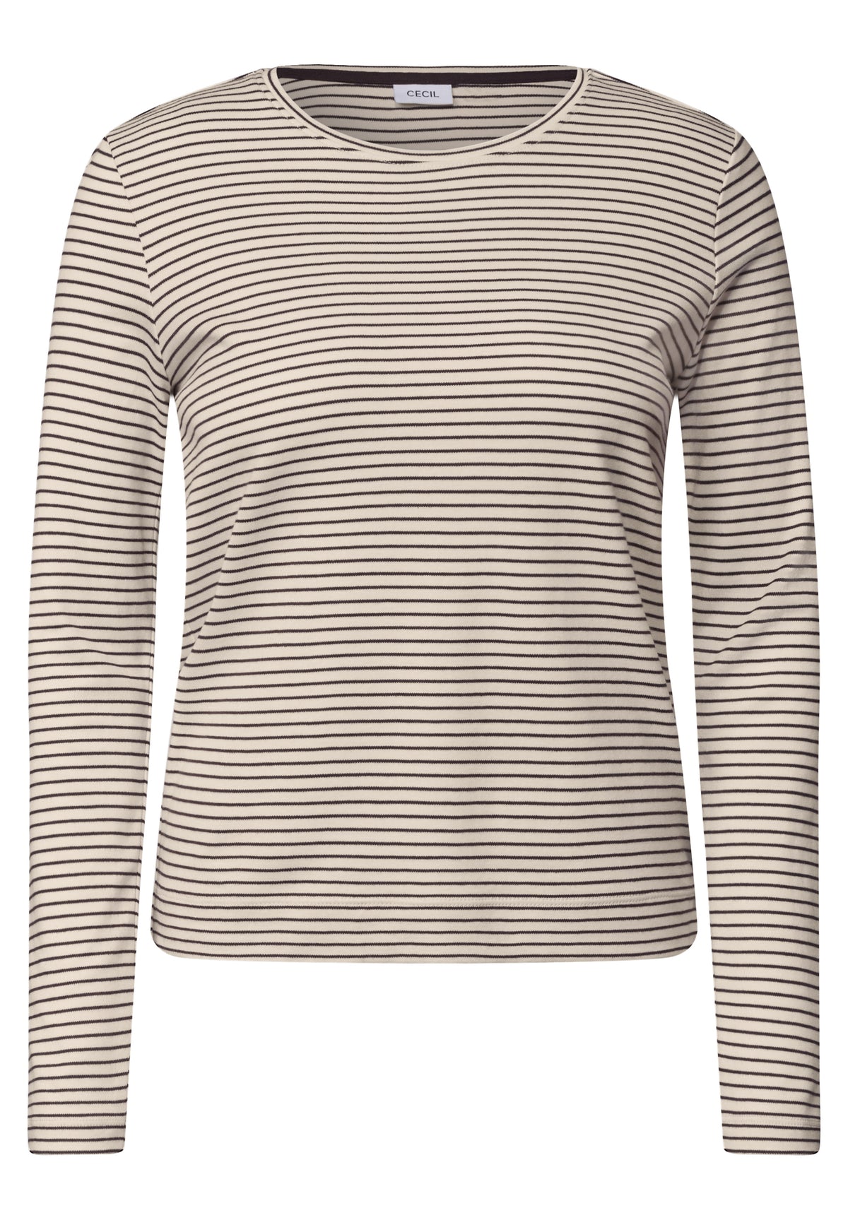 CECIL Damen Langarmshirt mit Streifen - Perlbeige pearl beige