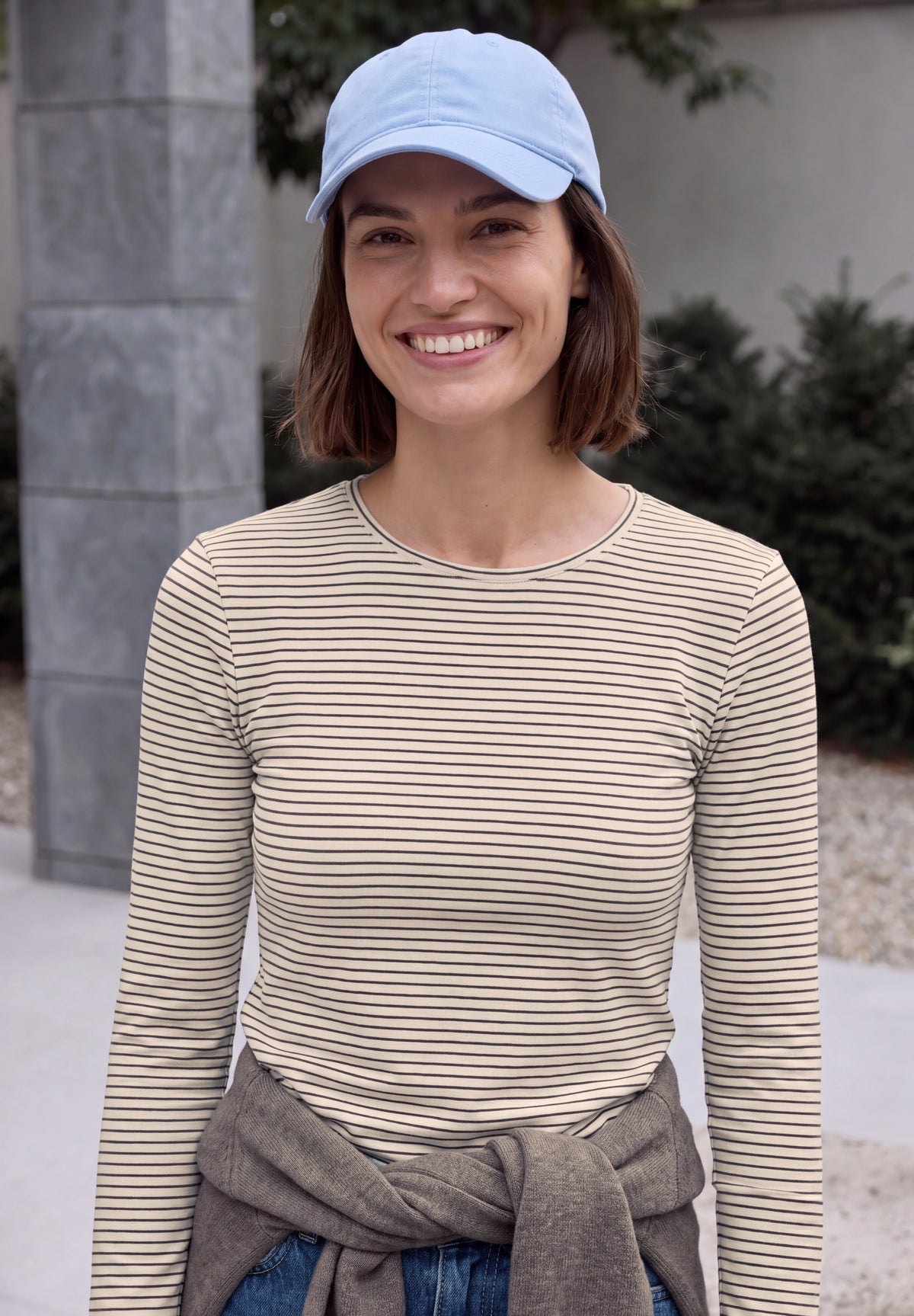 CECIL Damen Langarmshirt mit Streifen - Perlbeige pearl beige