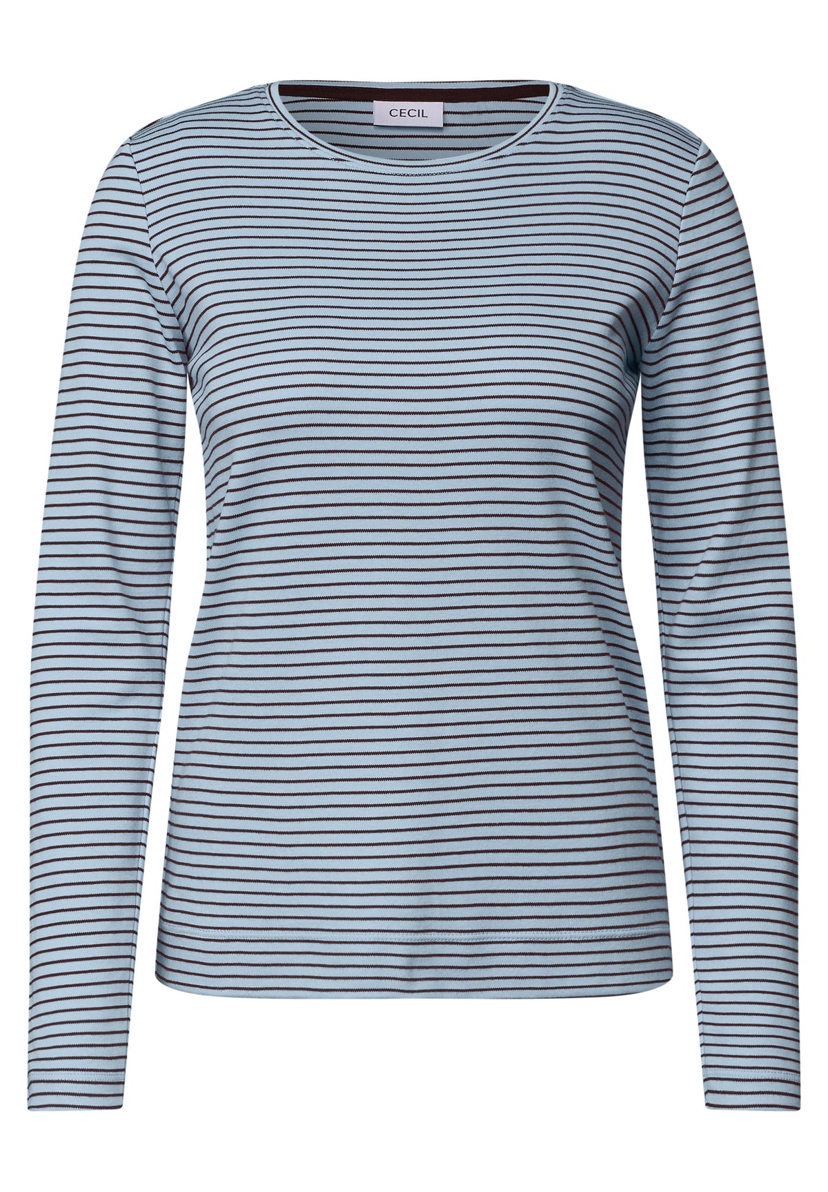 CECIL Damen Langarmshirt mit Streifen - Blau cosmopolitan blue