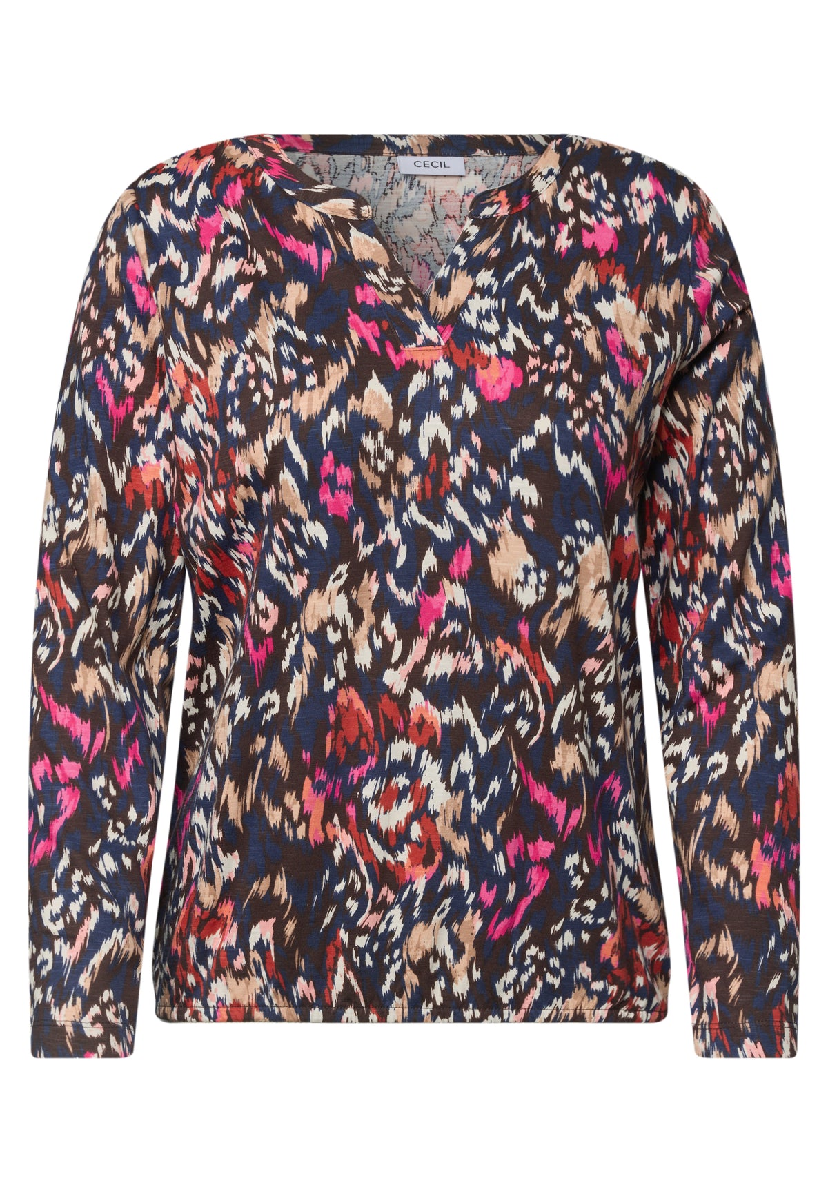 CECIL Damen Tunika-Shirt mit Split Neck - Trüffelbraun truffle brown