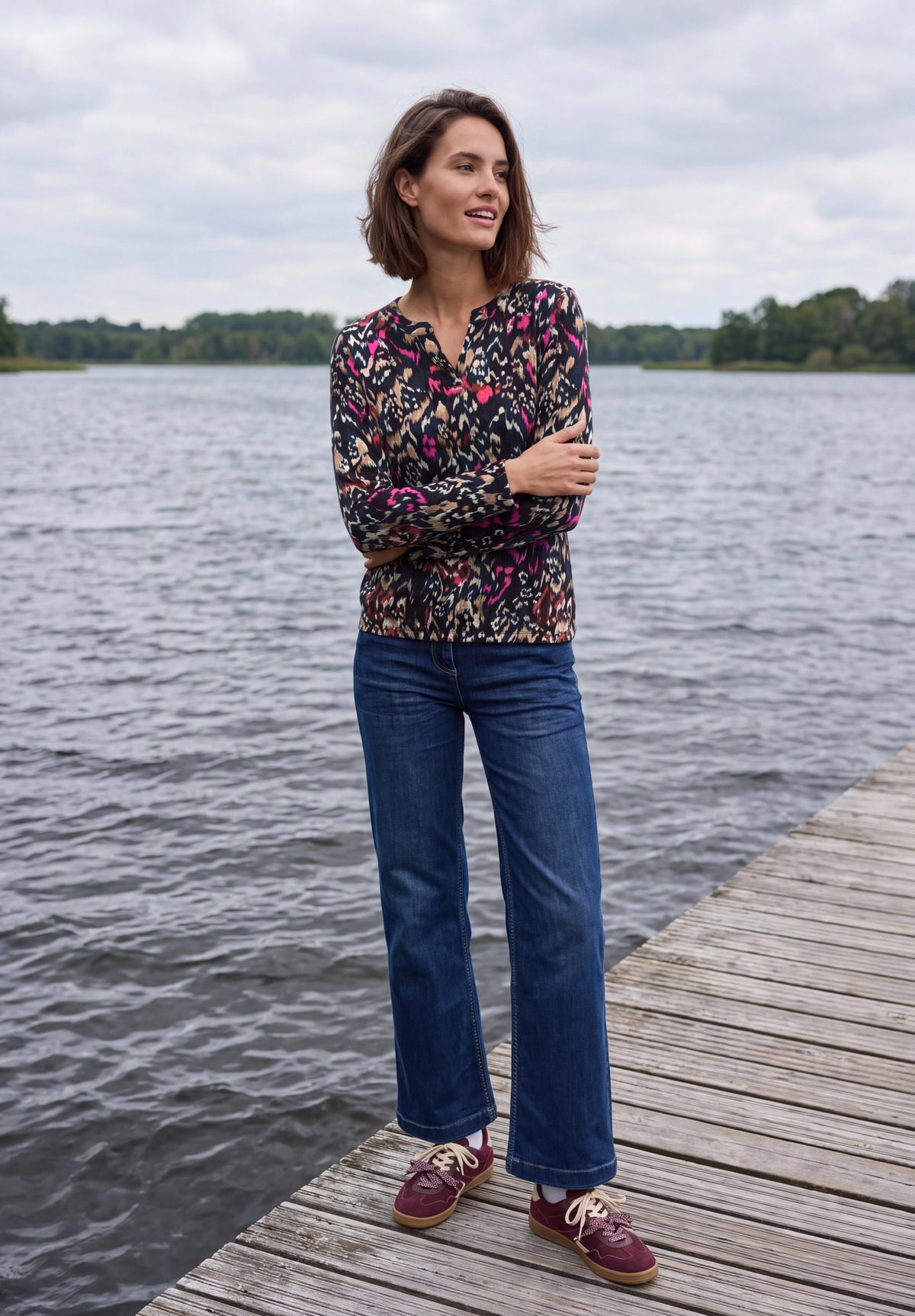 CECIL Damen Tunika-Shirt mit Split Neck - Trüffelbraun truffle brown