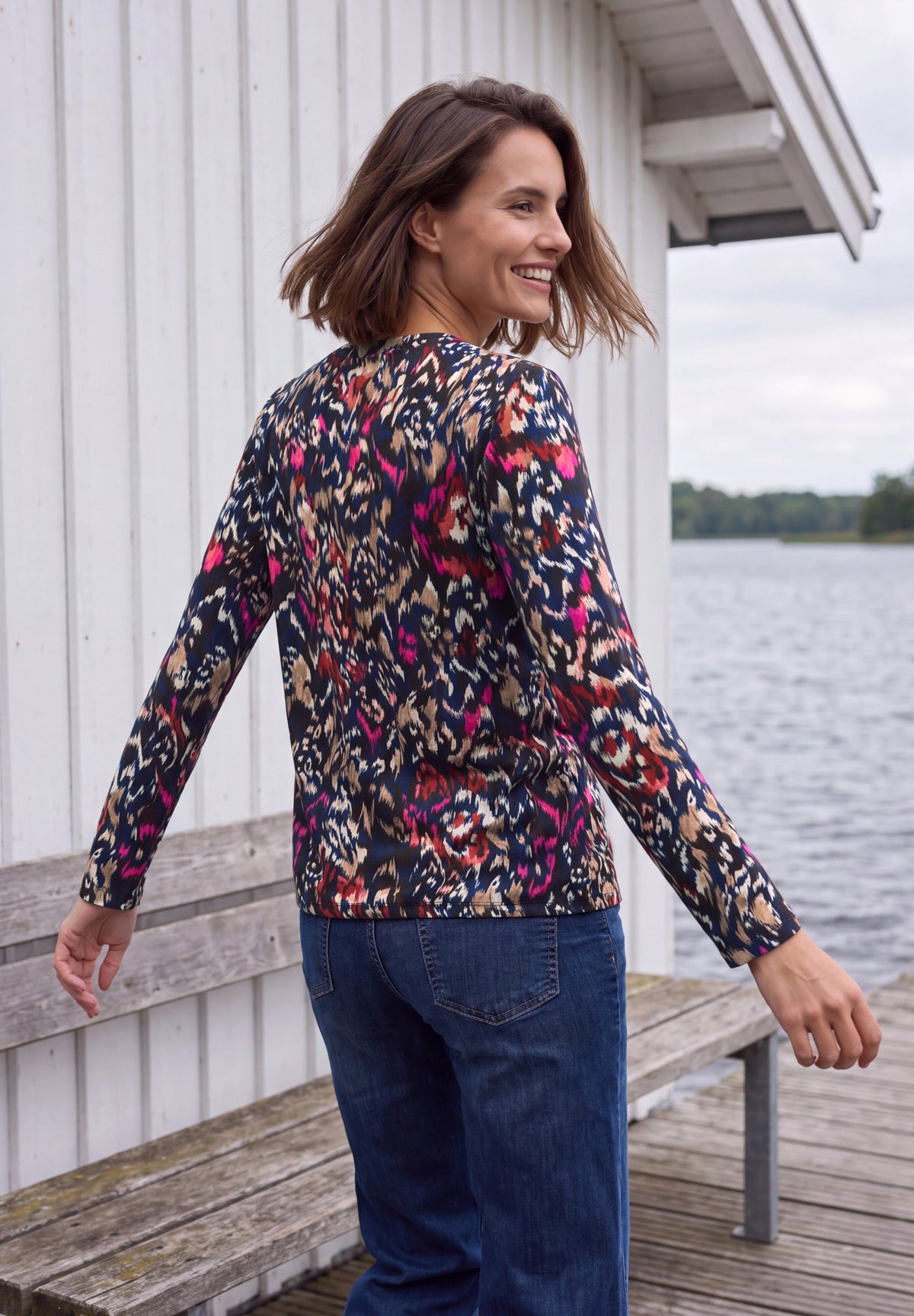 CECIL Damen Tunika-Shirt mit Split Neck - Trüffelbraun truffle brown