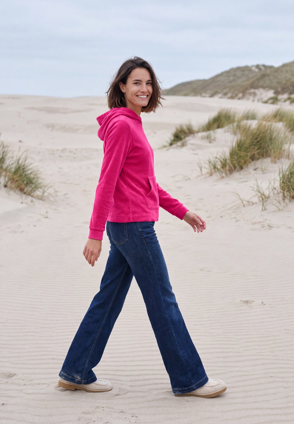 CECIL Damen Cord-Langarmshirt mit Kapuze - Pink pink flash