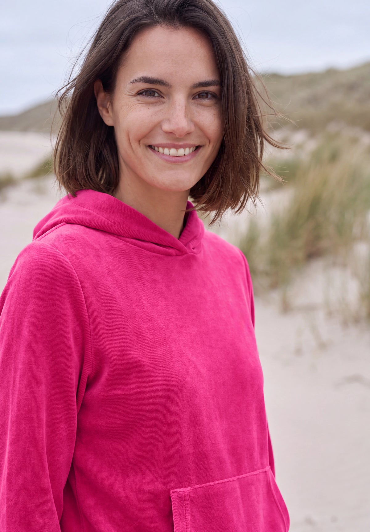 CECIL Damen Cord-Langarmshirt mit Kapuze - Pink pink flash