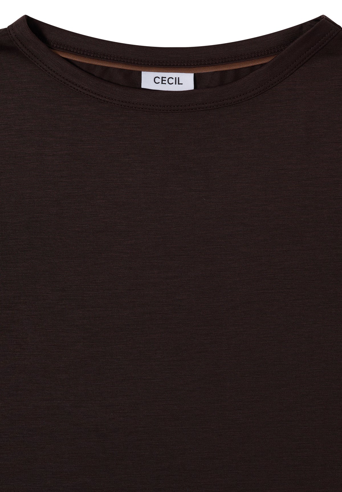 CECIL Damen Lyocell-Langarmshirt mit U-Boot-Ausschnitt - Trüffelbraun truffle brown