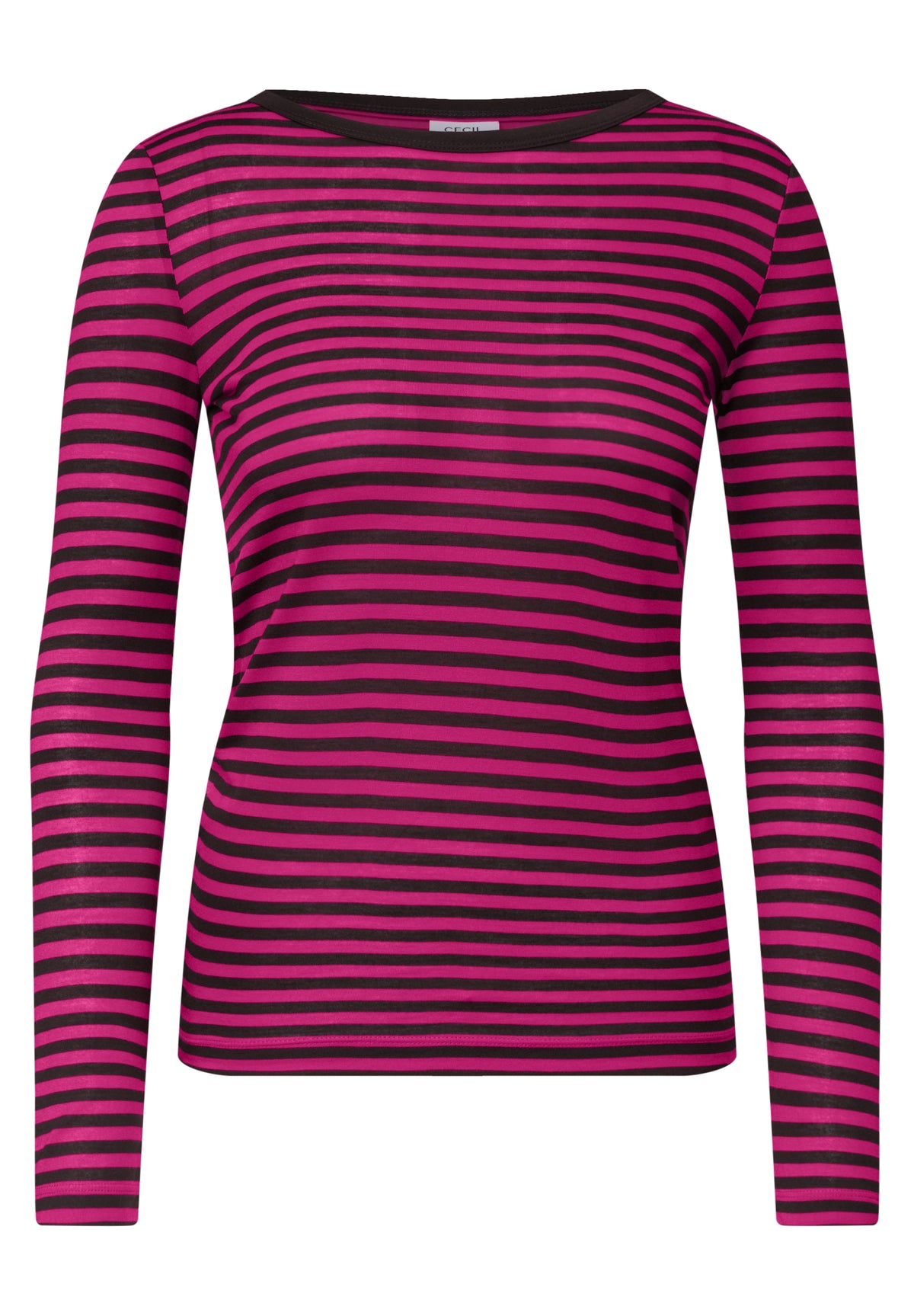 CECIL Damen Streifen-Langarmshirt mit U-Boot-Ausschnitt - Pink pink flash