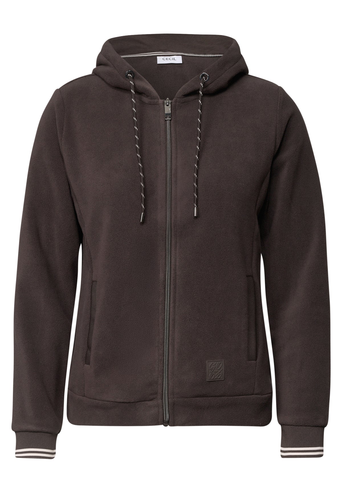 CECIL Damen Fleecejacke mit Kapuze - Trüffelbraun truffle brown