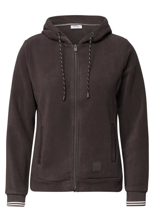 CECIL Damen Fleecejacke mit Kapuze - Trüffelbraun truffle brown