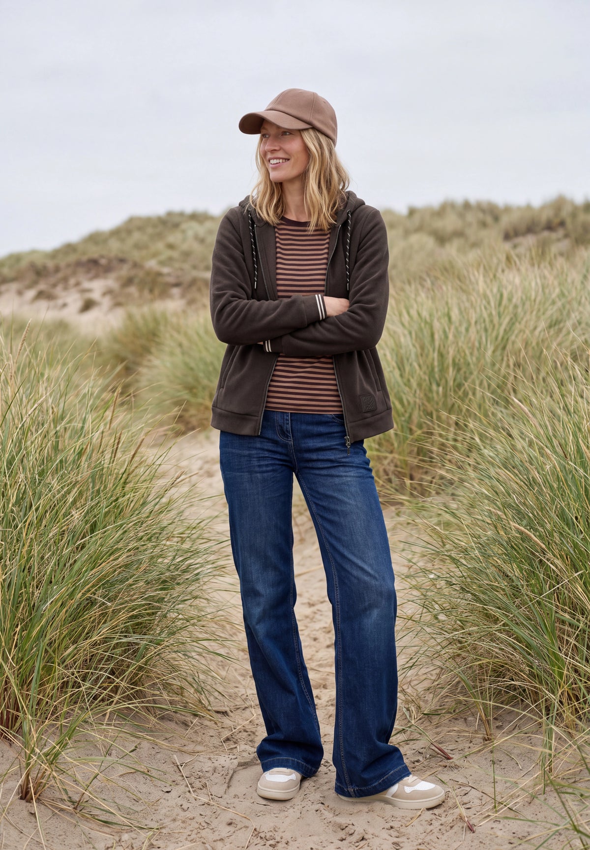 CECIL Damen Fleecejacke mit Kapuze - Trüffelbraun truffle brown