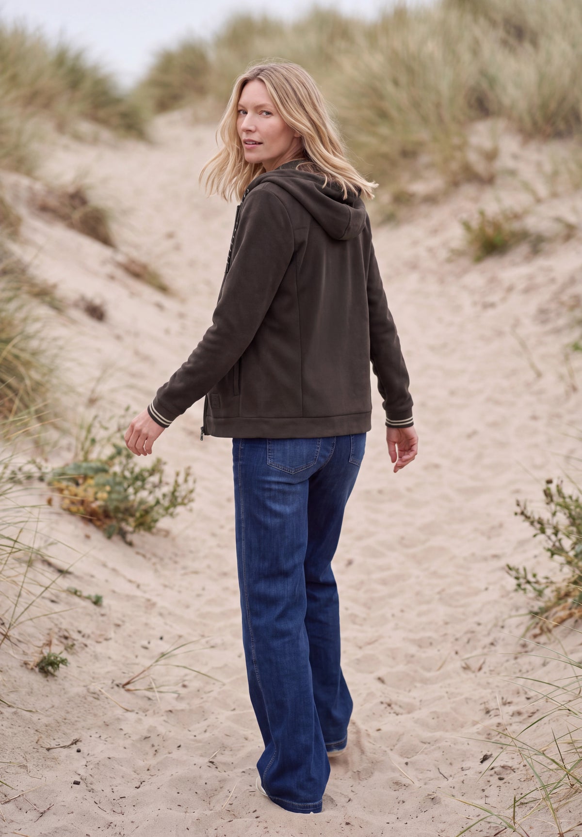 CECIL Damen Fleecejacke mit Kapuze - Trüffelbraun truffle brown