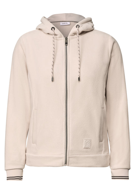 CECIL Damen Fleecejacke mit Kapuze - Kaschmirbeige cashmere beige