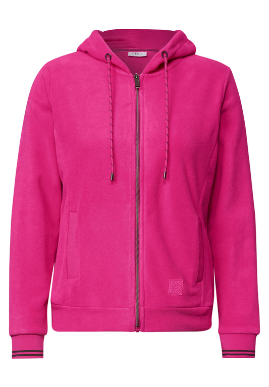 CECIL Damen Fleecejacke mit Kapuze - Pink pink flash
