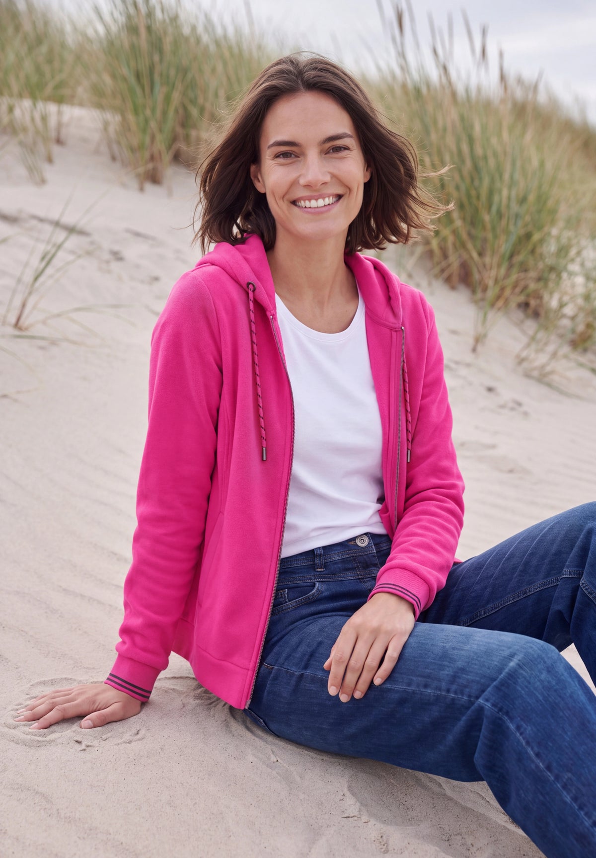 CECIL Damen Fleecejacke mit Kapuze - Pink pink flash