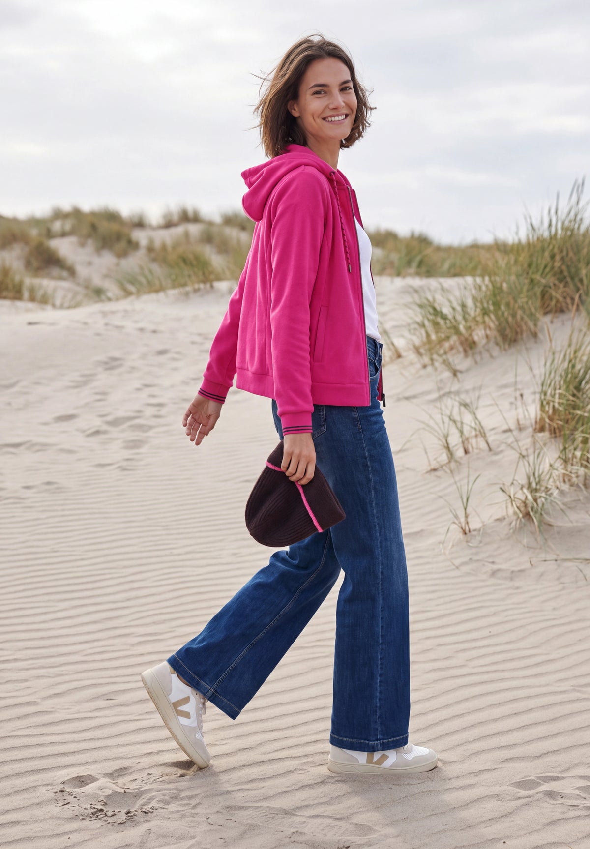 CECIL Damen Fleecejacke mit Kapuze - Pink pink flash