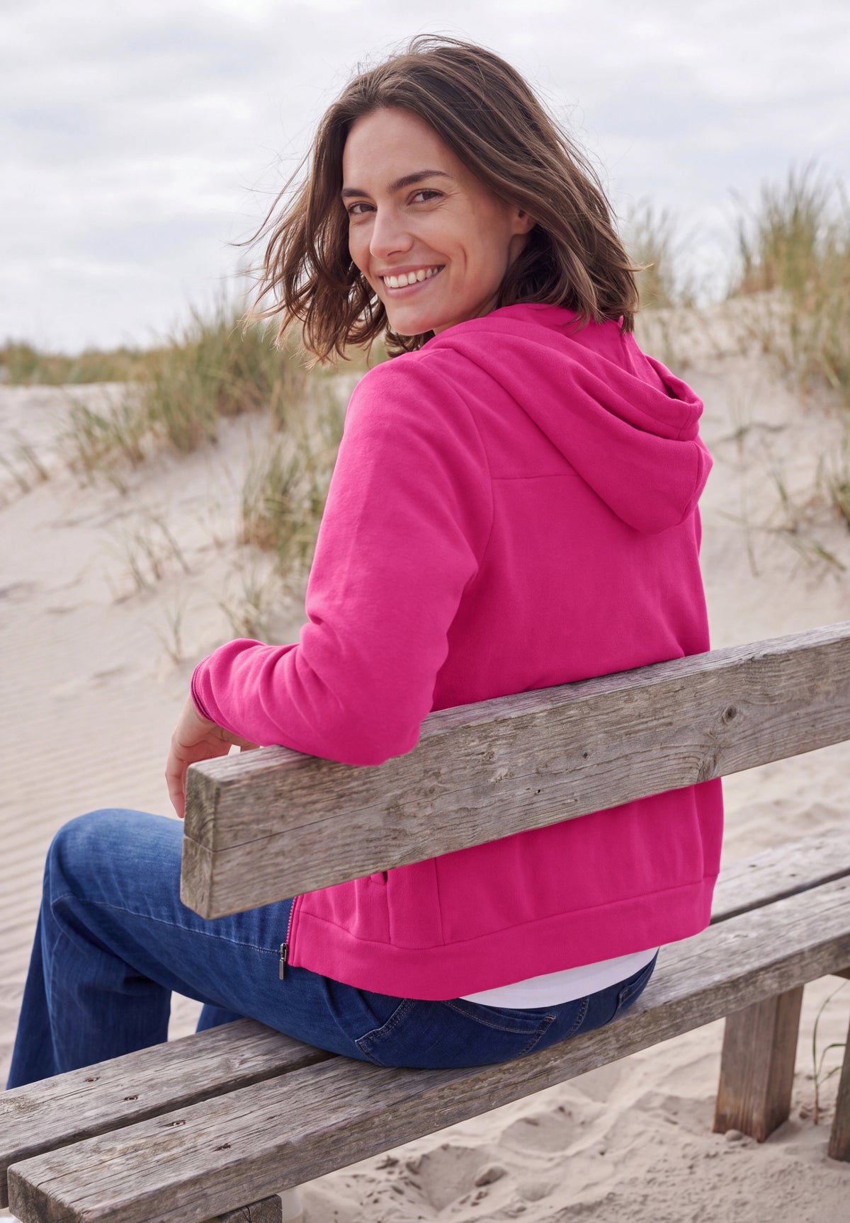 CECIL Damen Fleecejacke mit Kapuze - Pink pink flash