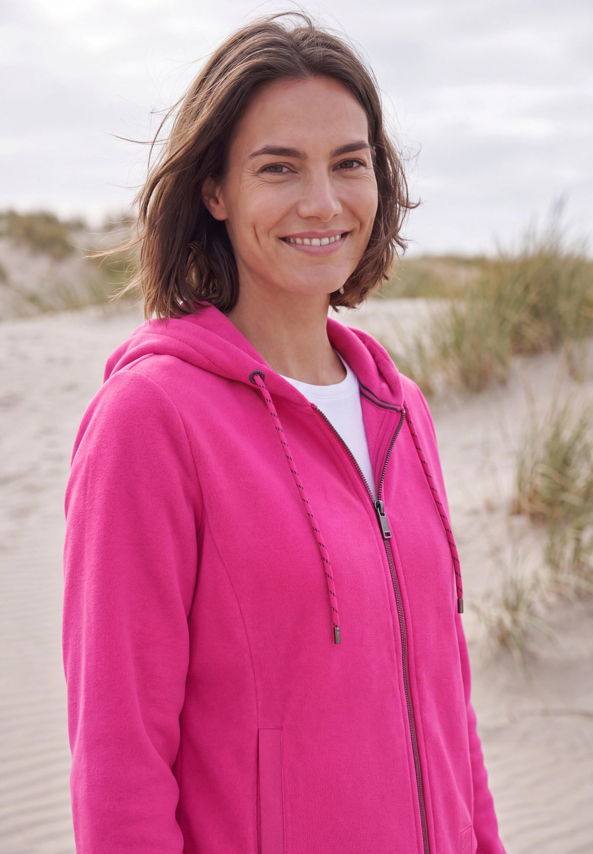 CECIL Damen Fleecejacke mit Kapuze - Pink pink flash