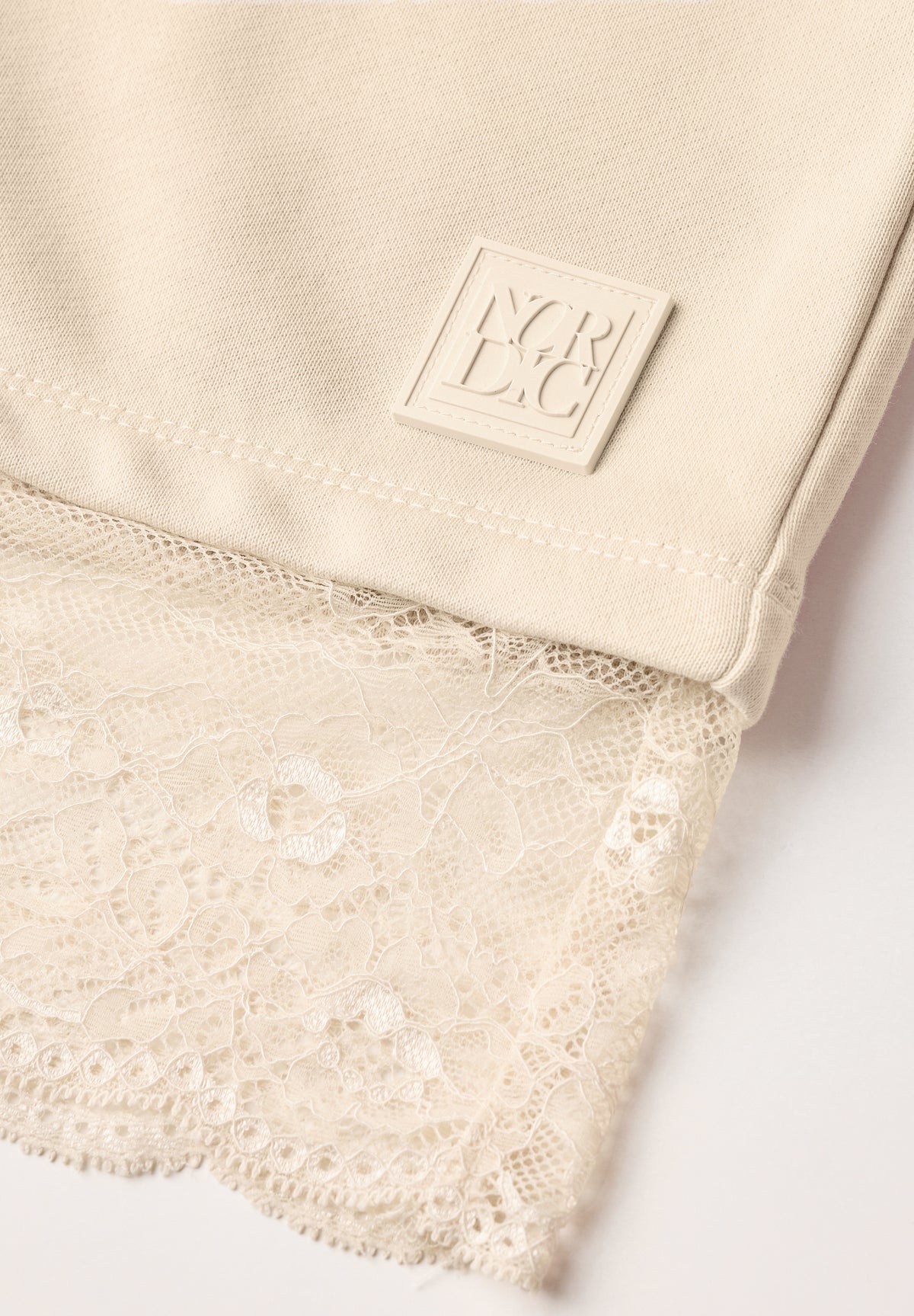 CECIL Damen Langarmshirt mit Spitzenkante - Perlbeige pearl beige