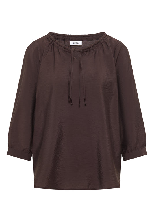 CECIL Damen Carmen-Bluse mit Halbarm und Bändern - Kakaobraun brown cacao