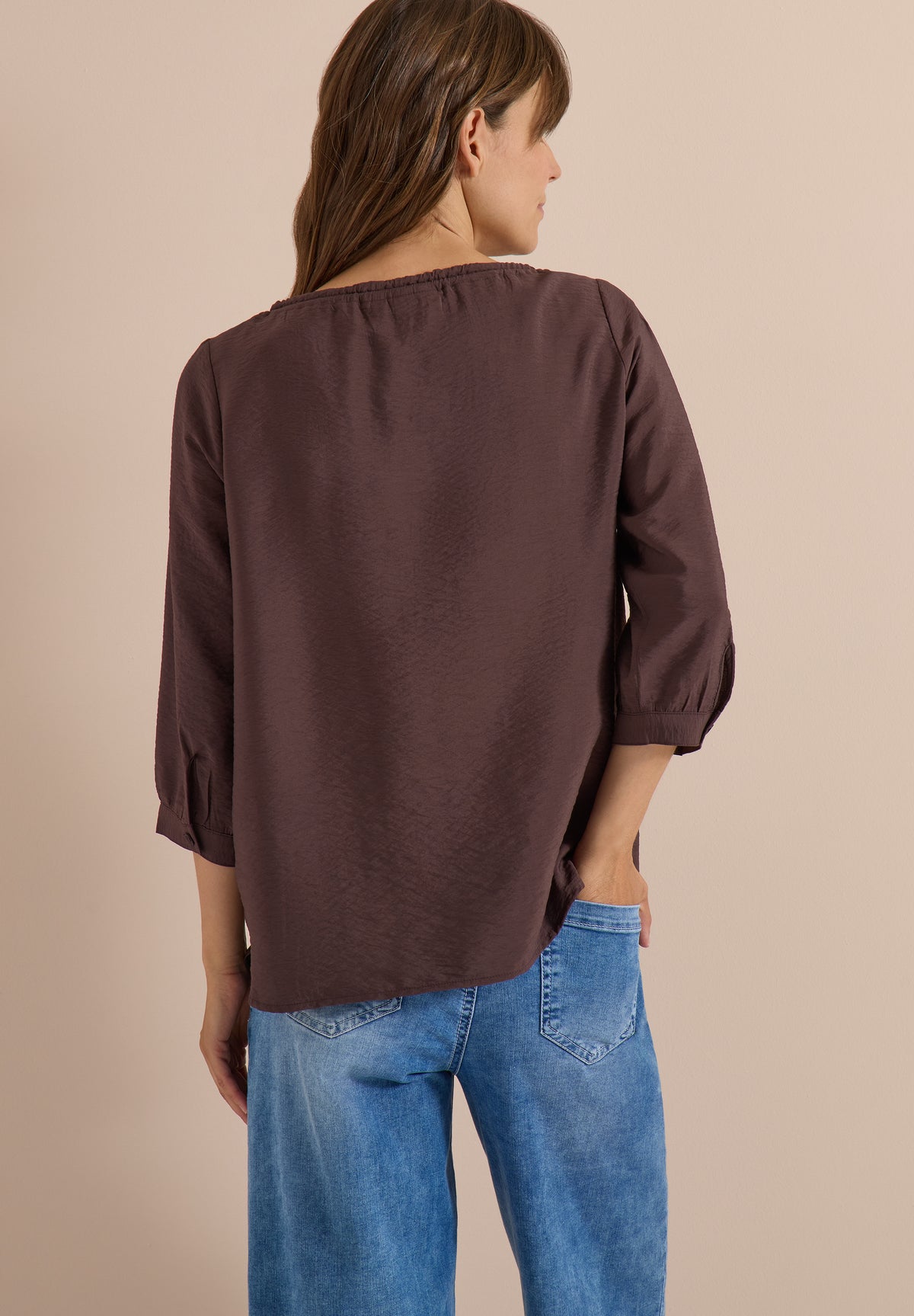 CECIL Damen Carmen-Bluse mit Halbarm und Bändern - Kakaobraun brown cacao