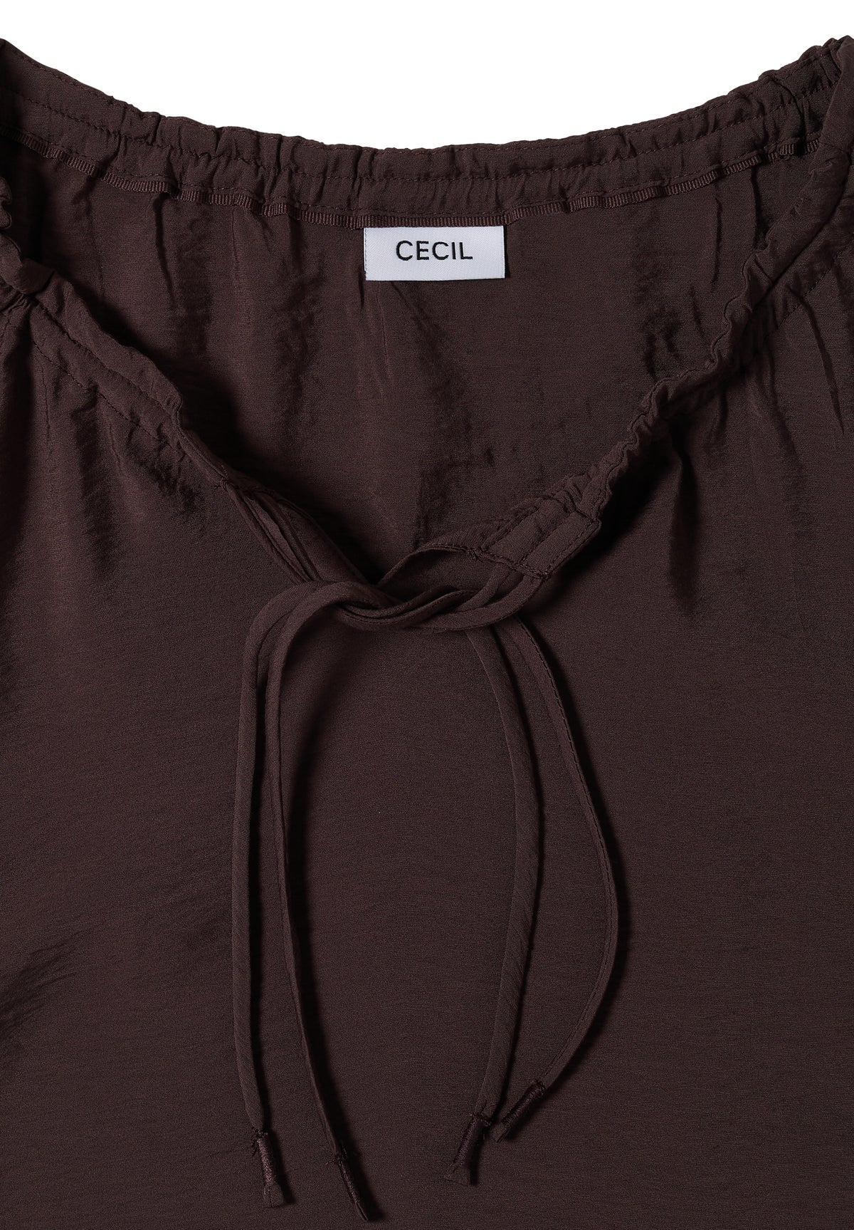 CECIL Damen Carmen-Bluse mit Halbarm und Bändern - Kakaobraun brown cacao