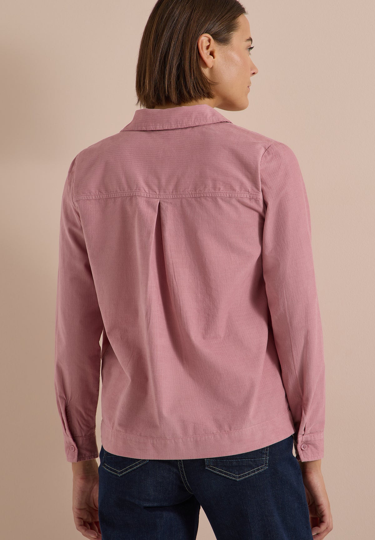 CECIL Damen Langarm Cord-Hemdbluse - Rosé velvet rose