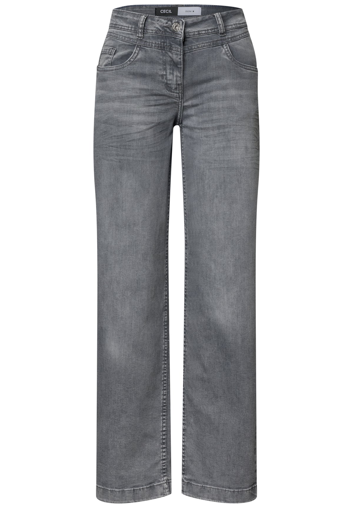 CECIL Damen High Waist Wide Leg Jeans - Hellgrau light grey wash
