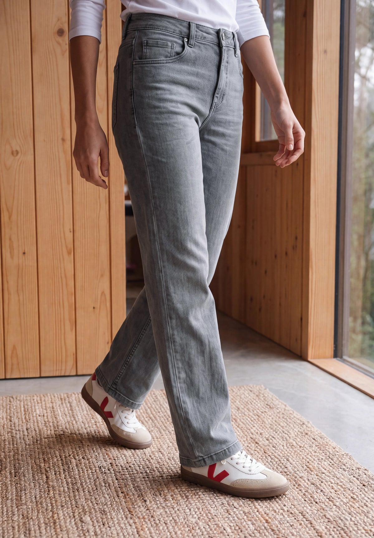 CECIL Damen High Waist Wide Leg Jeans - Hellgrau light grey wash