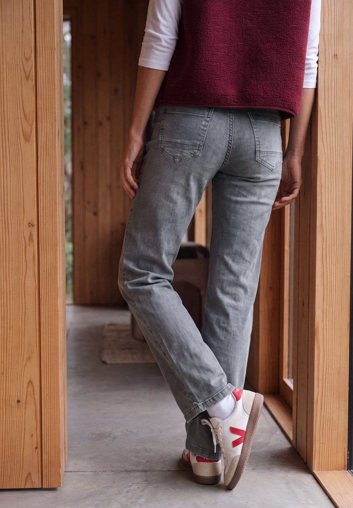 CECIL Damen High Waist Wide Leg Jeans - Hellgrau light grey wash