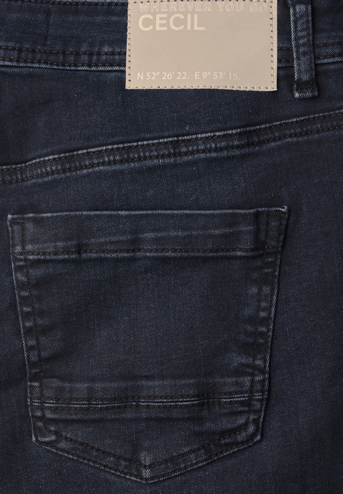 CECIL Damen High Waist Wide Leg Jeans - Schwarzblau blue black used wash