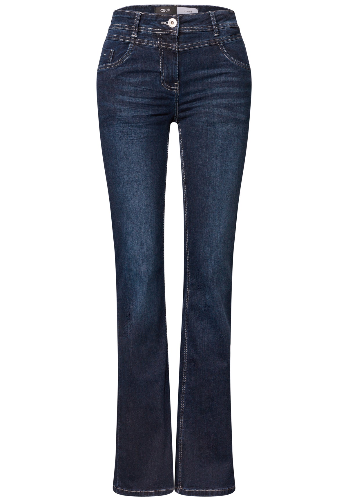 CECIL Damen High Waist Bootcut Jeans - Blau blau