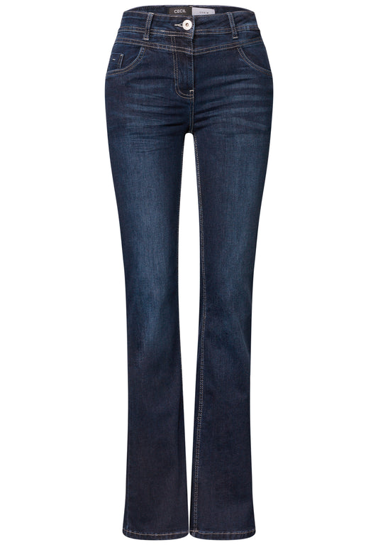 CECIL Damen High Waist Bootcut Jeans - Blau blau