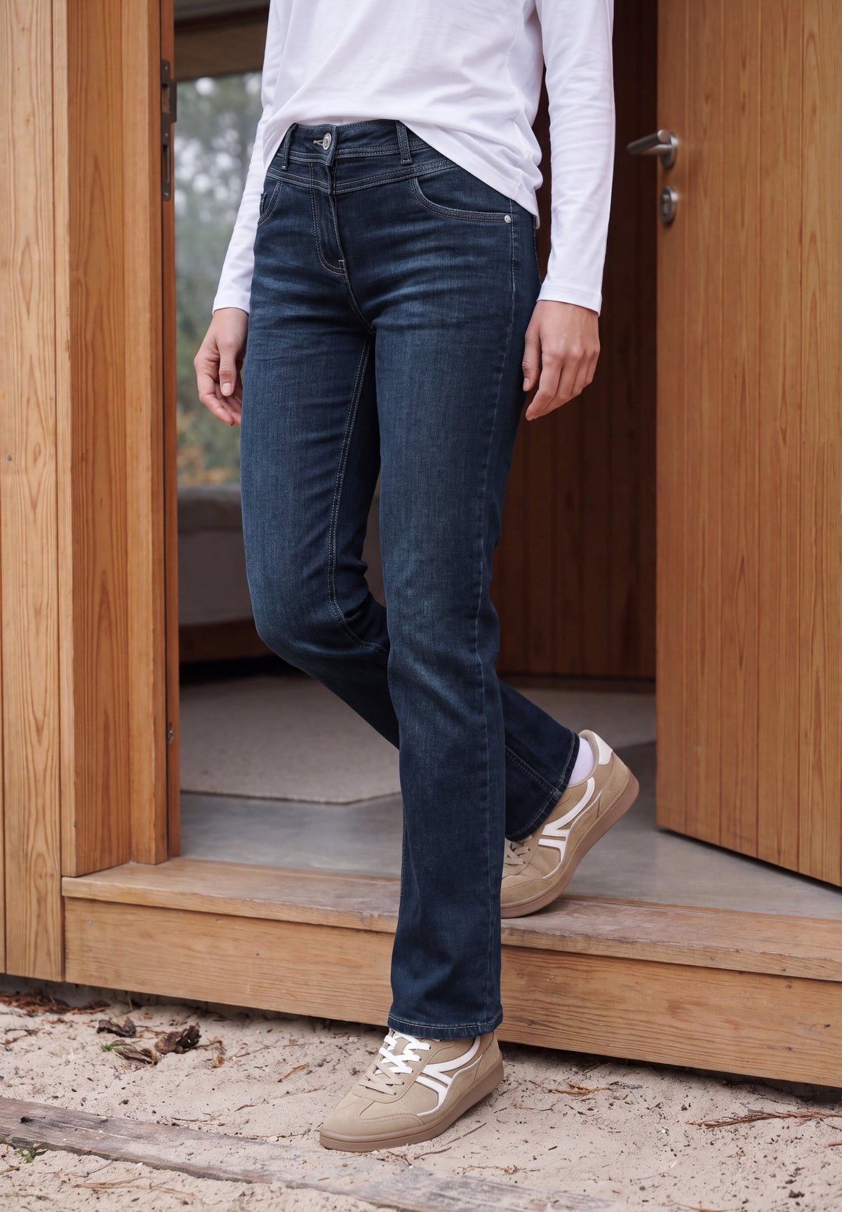 CECIL Damen High Waist Bootcut Jeans - Blau blau