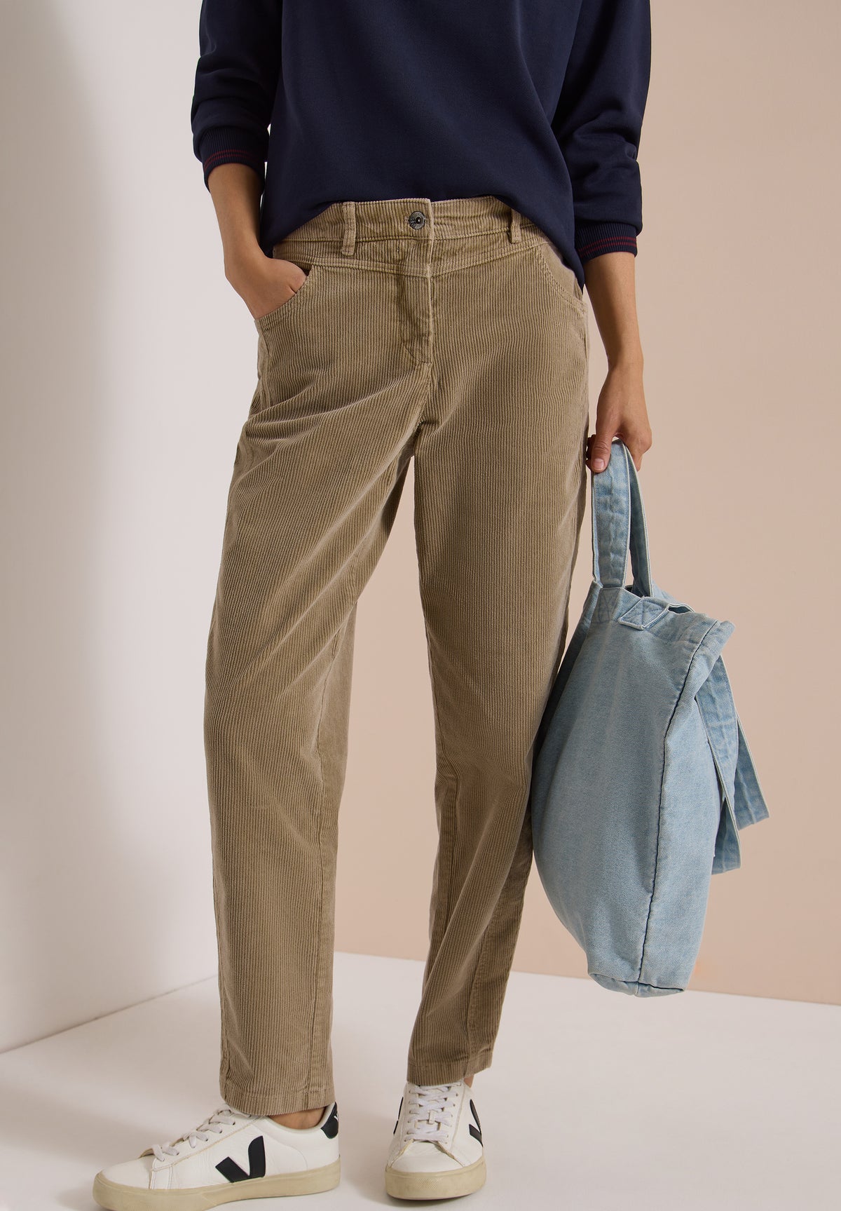 CECIL Damen Mid Waist Barrel Leg Cordhose - Mokkabraun creamy mocha